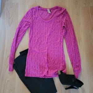 BKE pink long sleeve top size Small